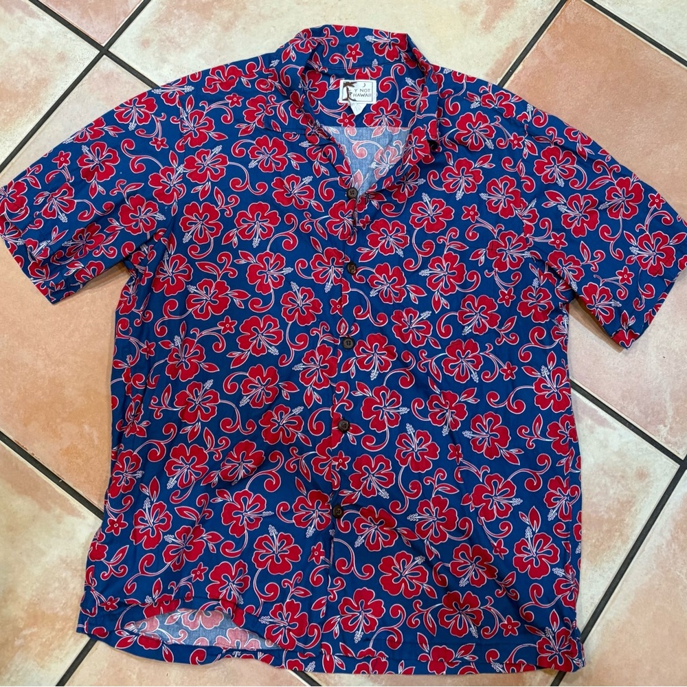 Vintage Hibiscus print Men's Hawaiian Shirt